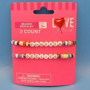 2 Beaded Friendship Bracelets, "Forever" + "Besties" Stretchy Band- Read Notes!